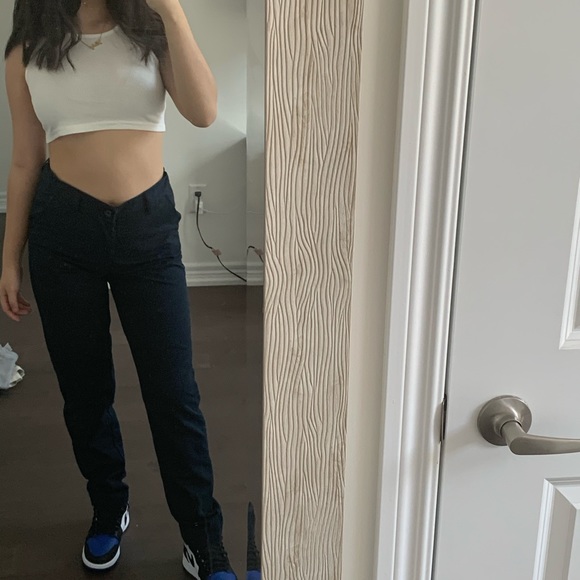 navy straight leg trouser pants - Picture 2 of 3